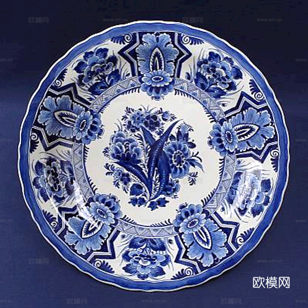 盘子 菜盘 餐盘 古典青花瓷瓷盘图案花纹 陶瓷瓷器花纹