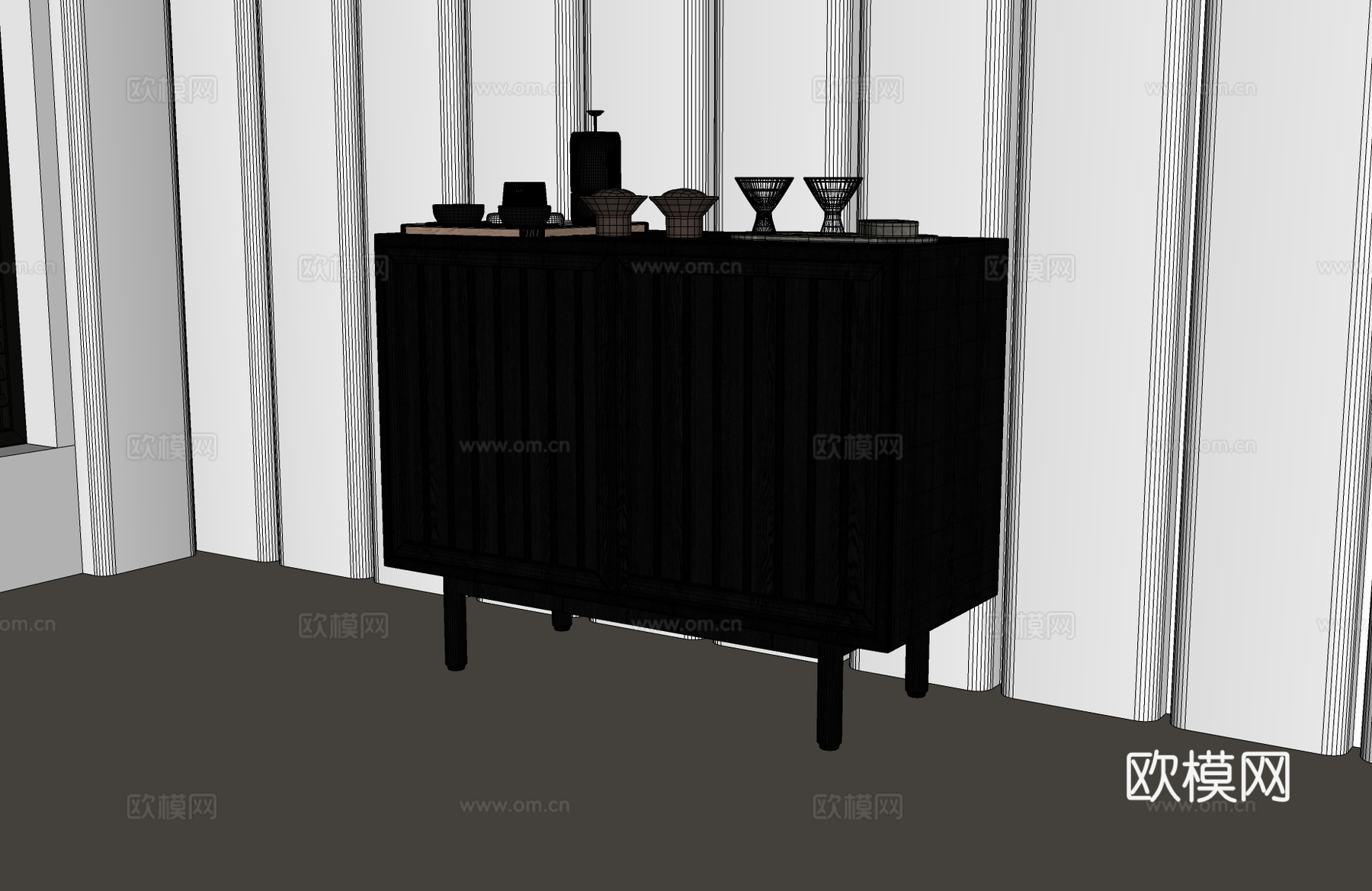 现代餐边柜 意式餐边柜 现代酒柜 意式酒柜 现代意式边柜su模型