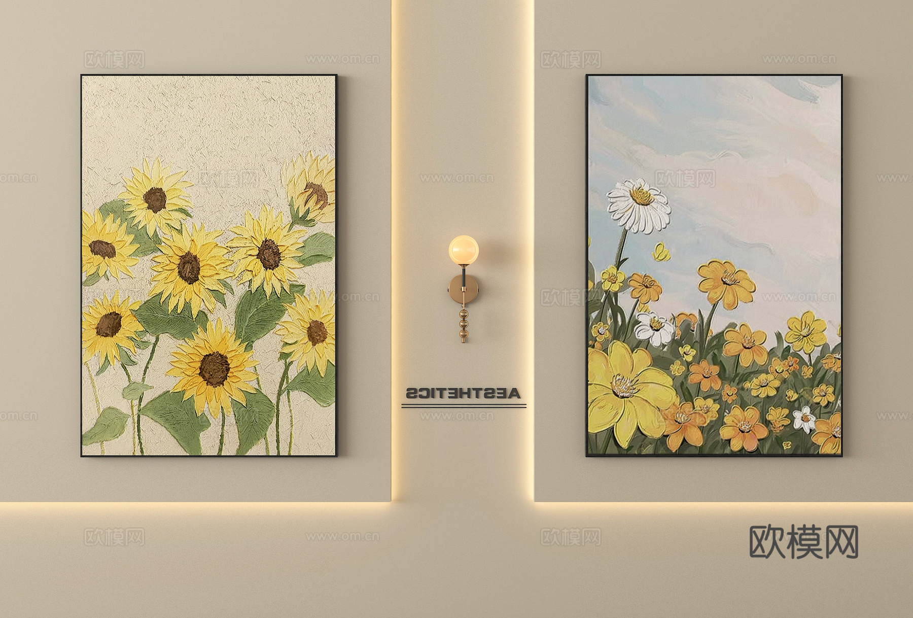 现代装饰画 挂画 油画su模型