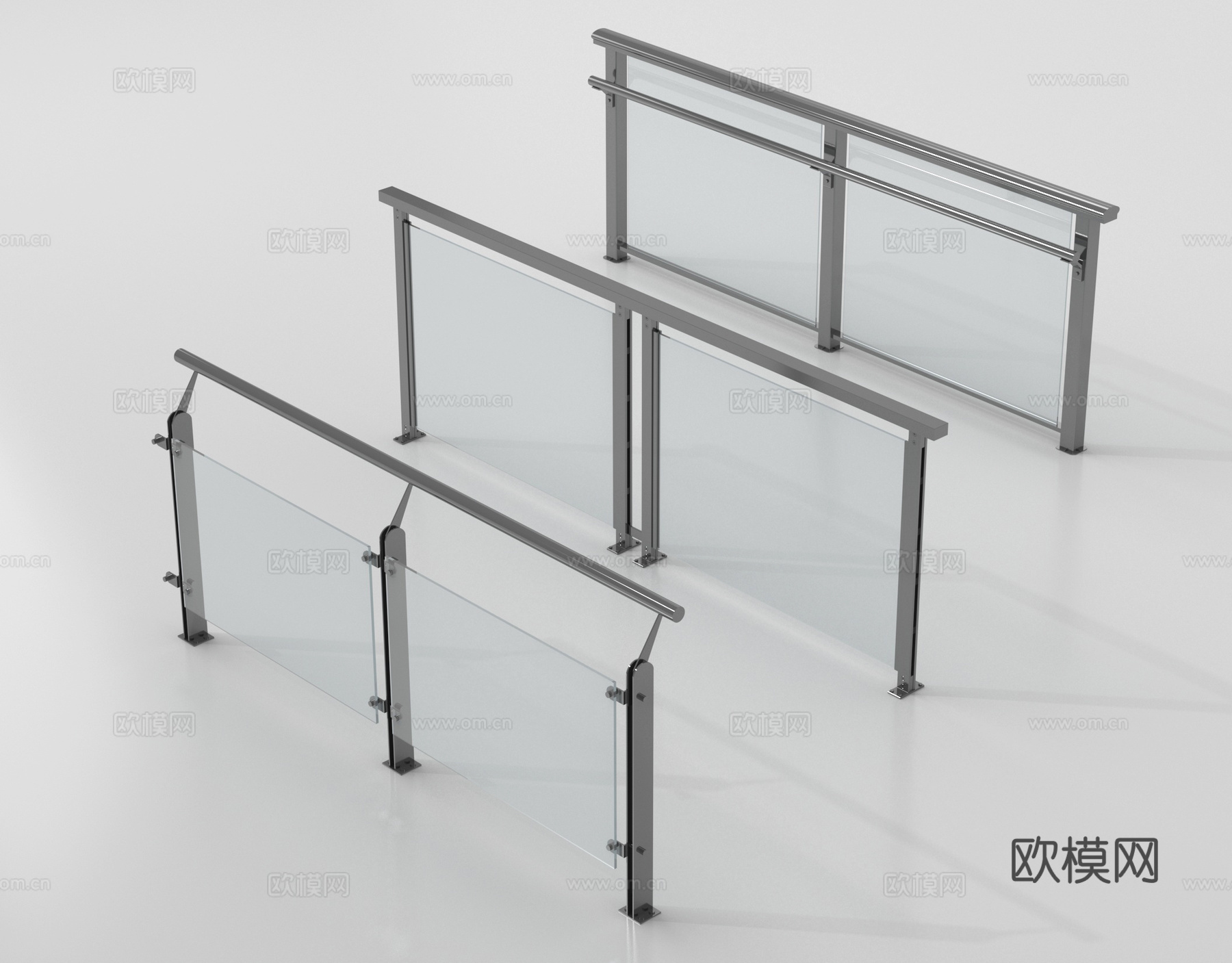 现代围栏护栏 玻璃栏杆 护栏 扶手 阳台护栏su模型