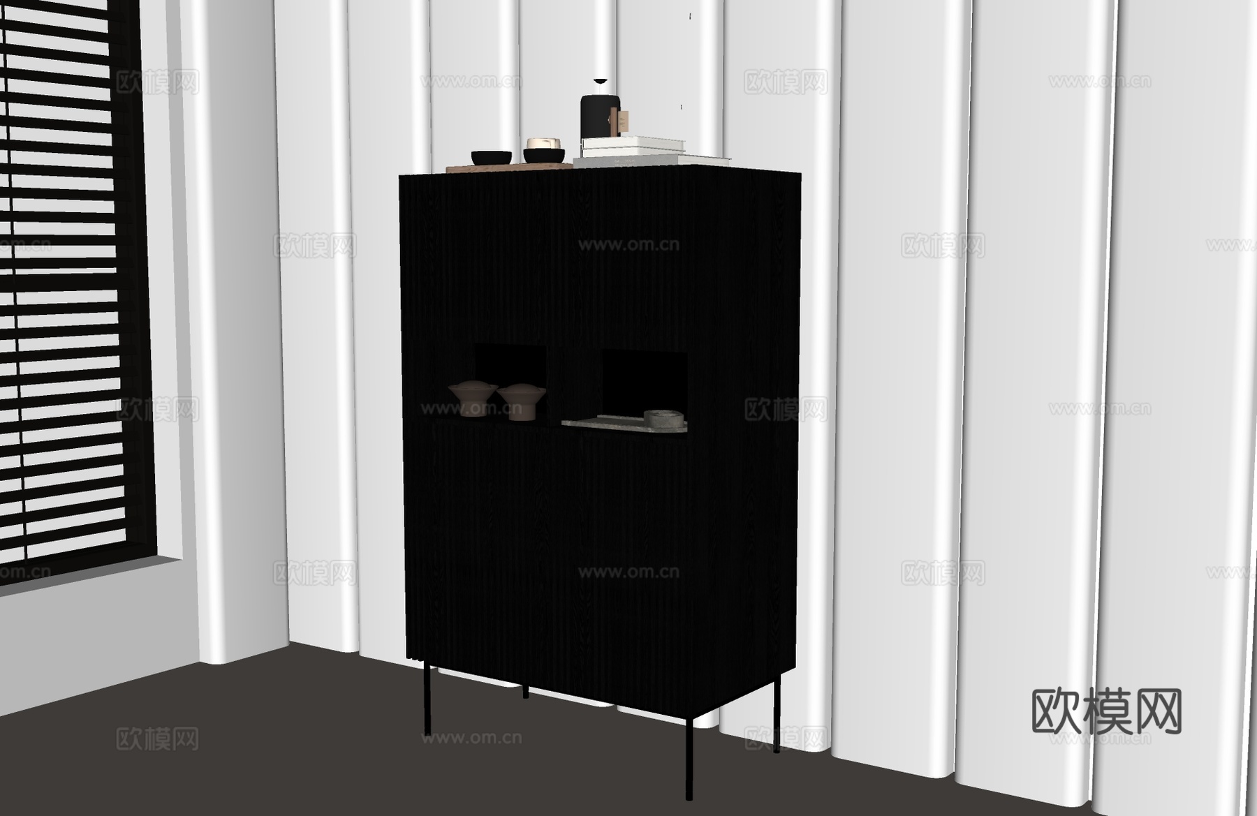 现代餐边柜 意式餐边柜 现代酒柜 意式酒柜 现代意式边柜su模型