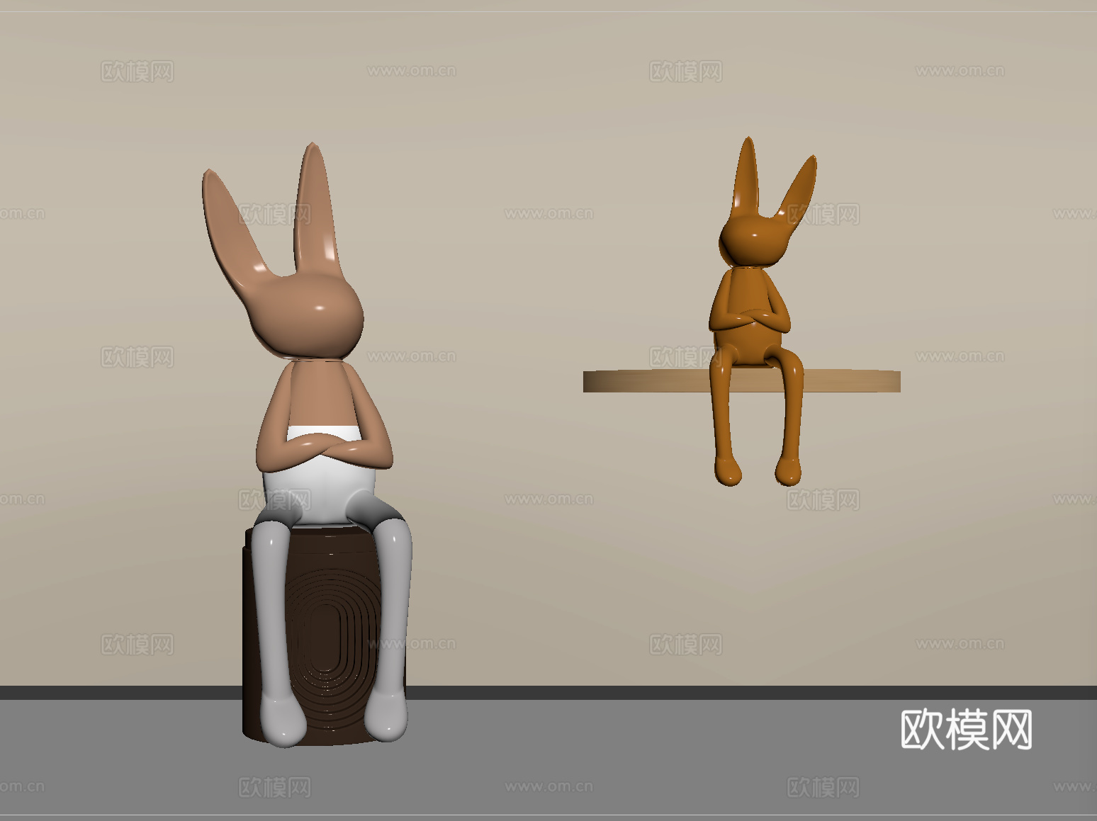 现代雕塑 兔子公仔su模型