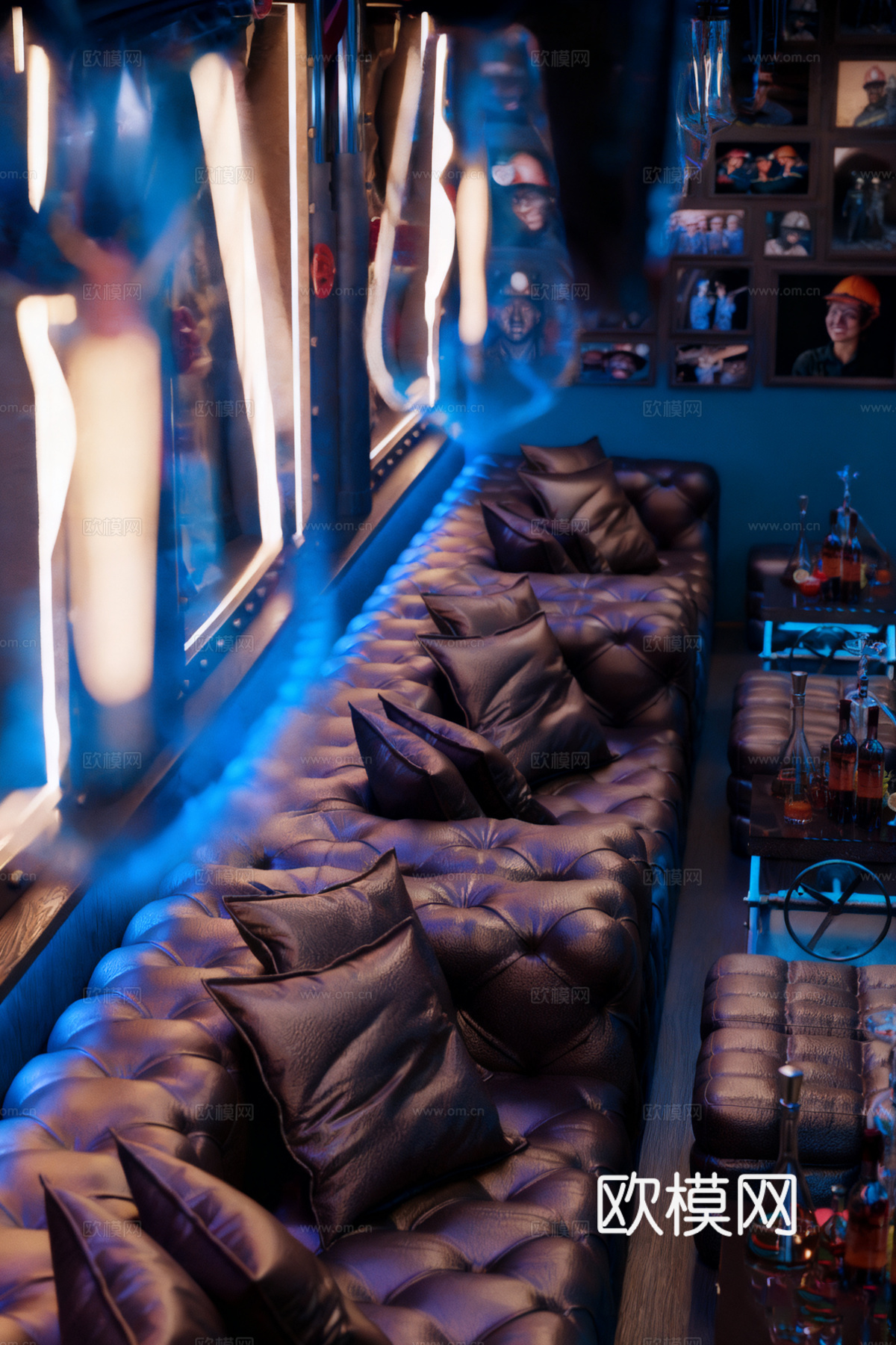 赛博朋克酒吧 夜店 霓虹灯吧台 工业风酒吧全案su模型