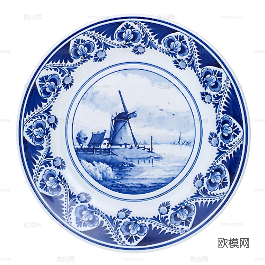 盘子 菜盘 餐盘 古典青花瓷瓷盘图案花纹 陶瓷瓷器花纹下载