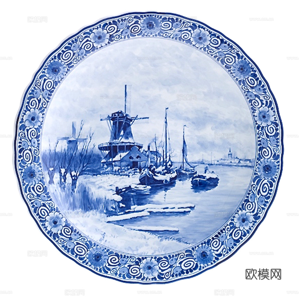 盘子 菜盘 餐盘 古典青花瓷瓷盘图案花纹 陶瓷瓷器花纹下载