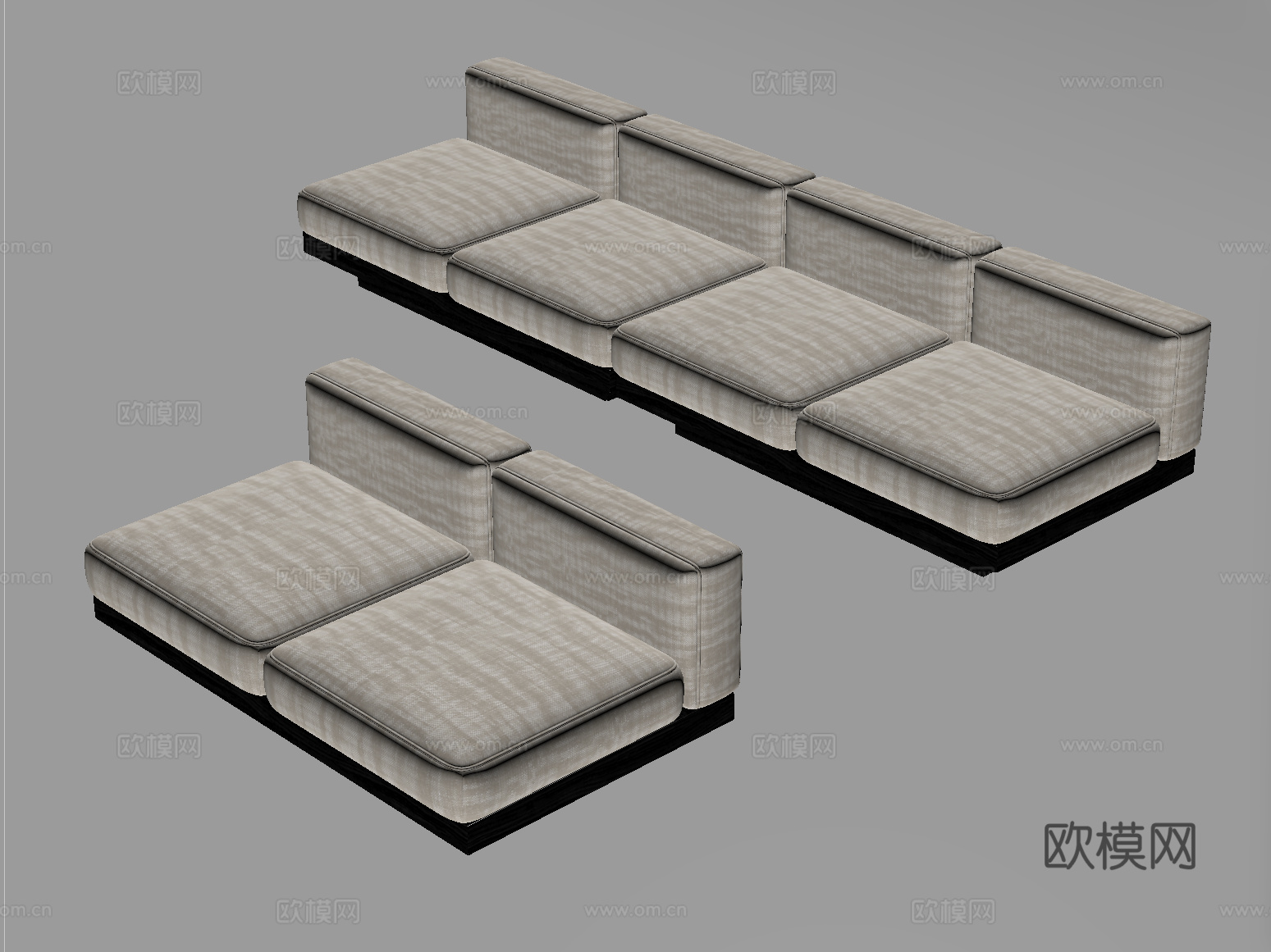 现代沙发坐垫 多人沙发 沙发垫su模型