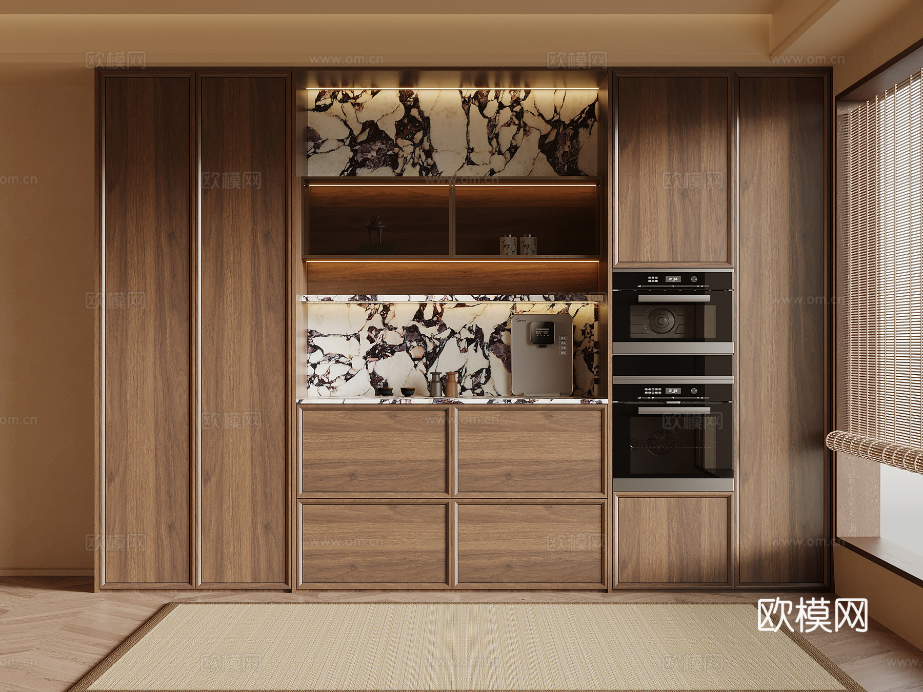 新中式酒柜 餐边柜su模型