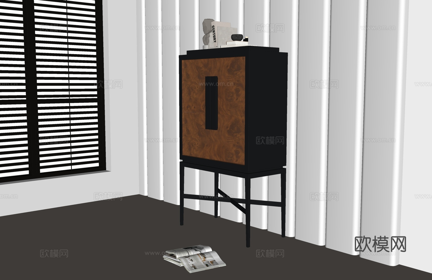 现代中古边柜 现代玄关柜边柜 现代意式玄关柜 意式装饰柜su模型