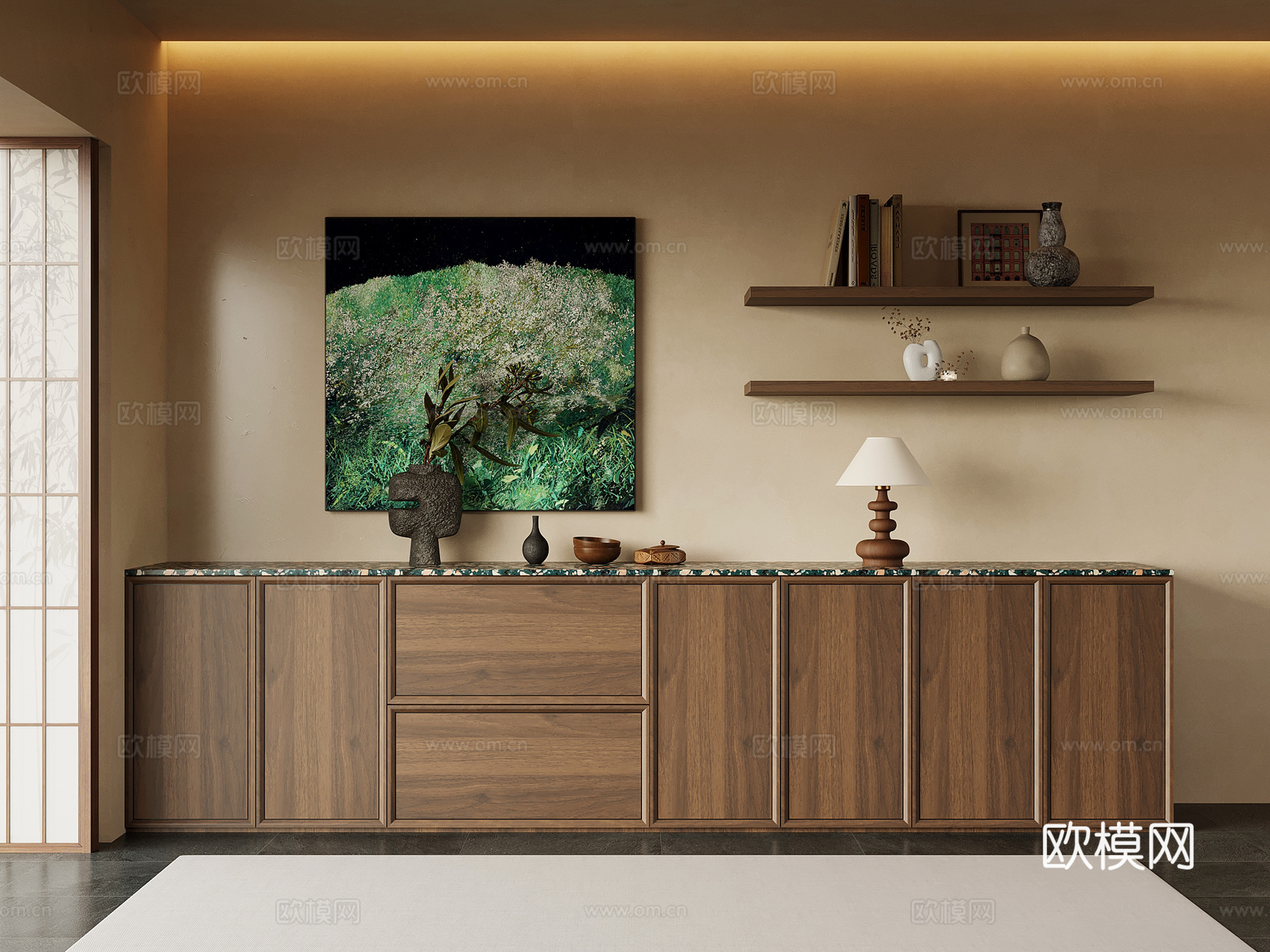 中古风书柜 矮柜 地柜su模型