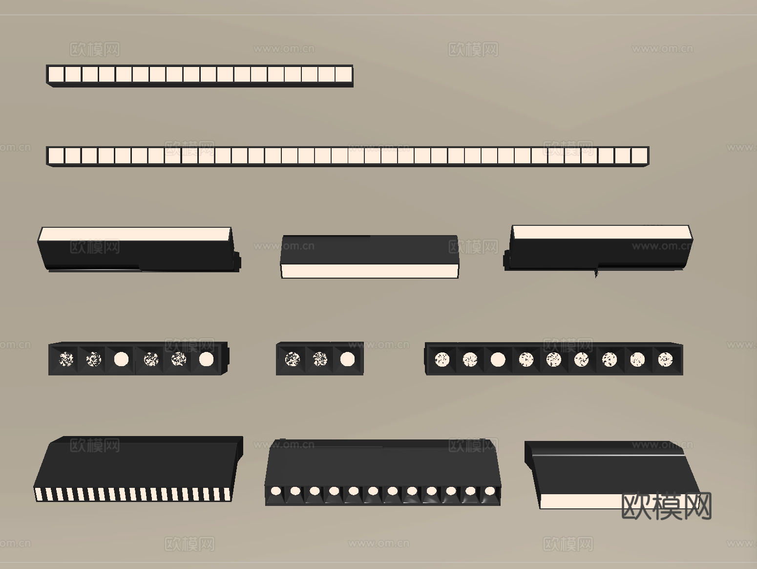 现代磁吸轨道射灯su模型
