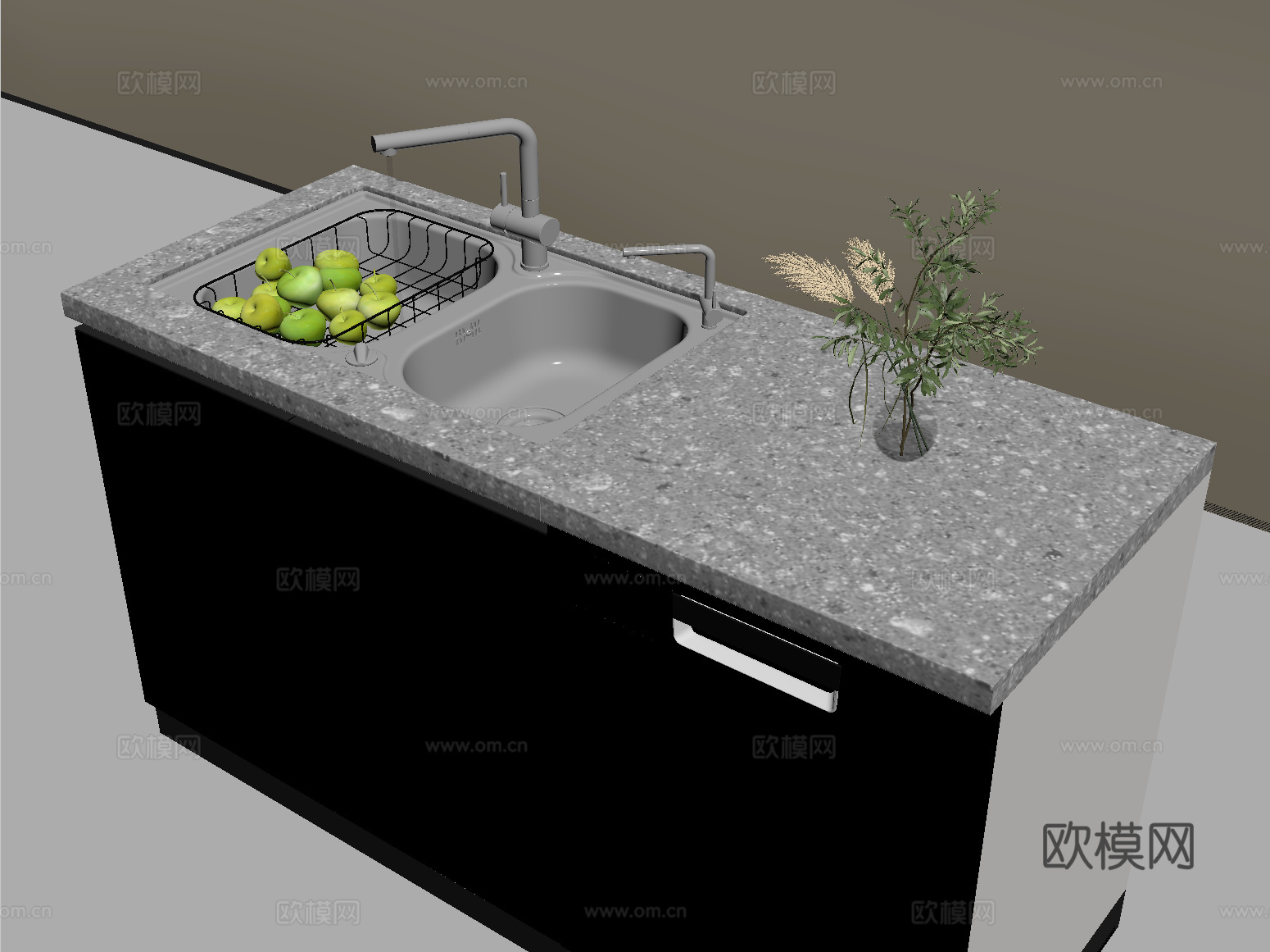 现代台盆柜 洗手池 洗菜池 水槽su模型