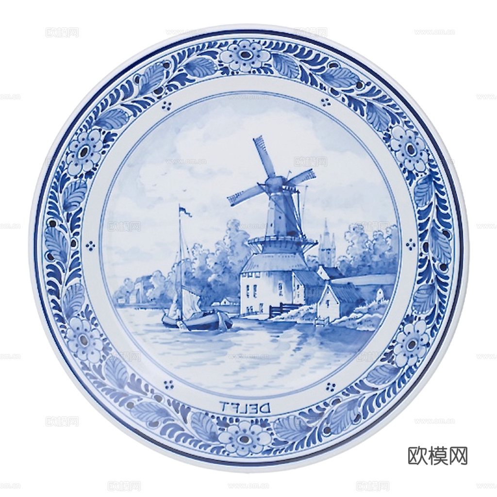 盘子 菜盘 餐盘 古典青花瓷瓷盘图案花纹 陶瓷瓷器花纹下载