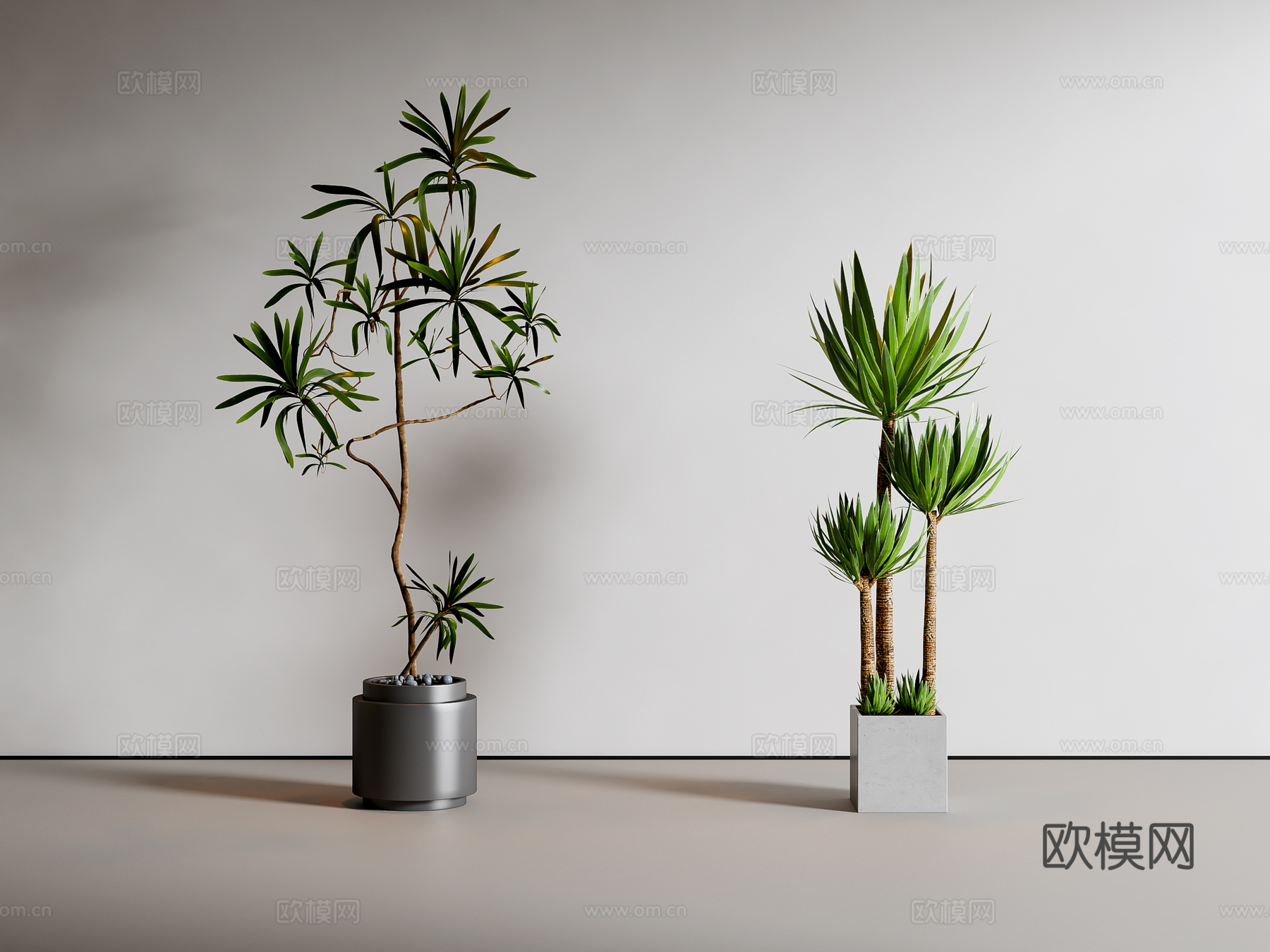 现代绿植盆栽 植物 盆景su模型