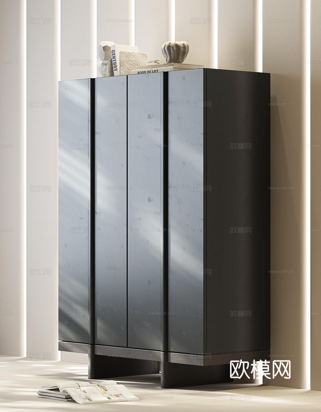 现代中古边柜 现代玄关柜边柜 现代意式玄关柜 意式装饰柜su模型