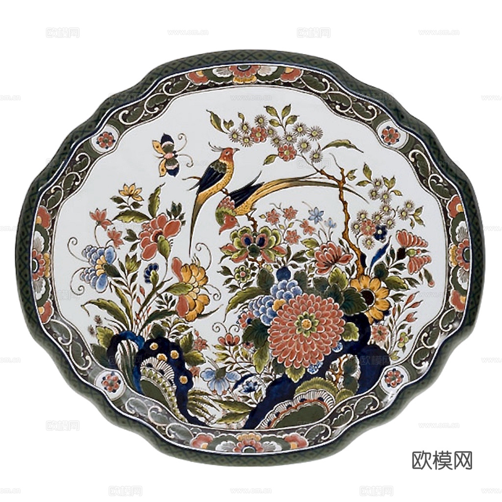 盘子 菜盘 餐盘 古典青花瓷瓷盘图案花纹 陶瓷瓷器花纹