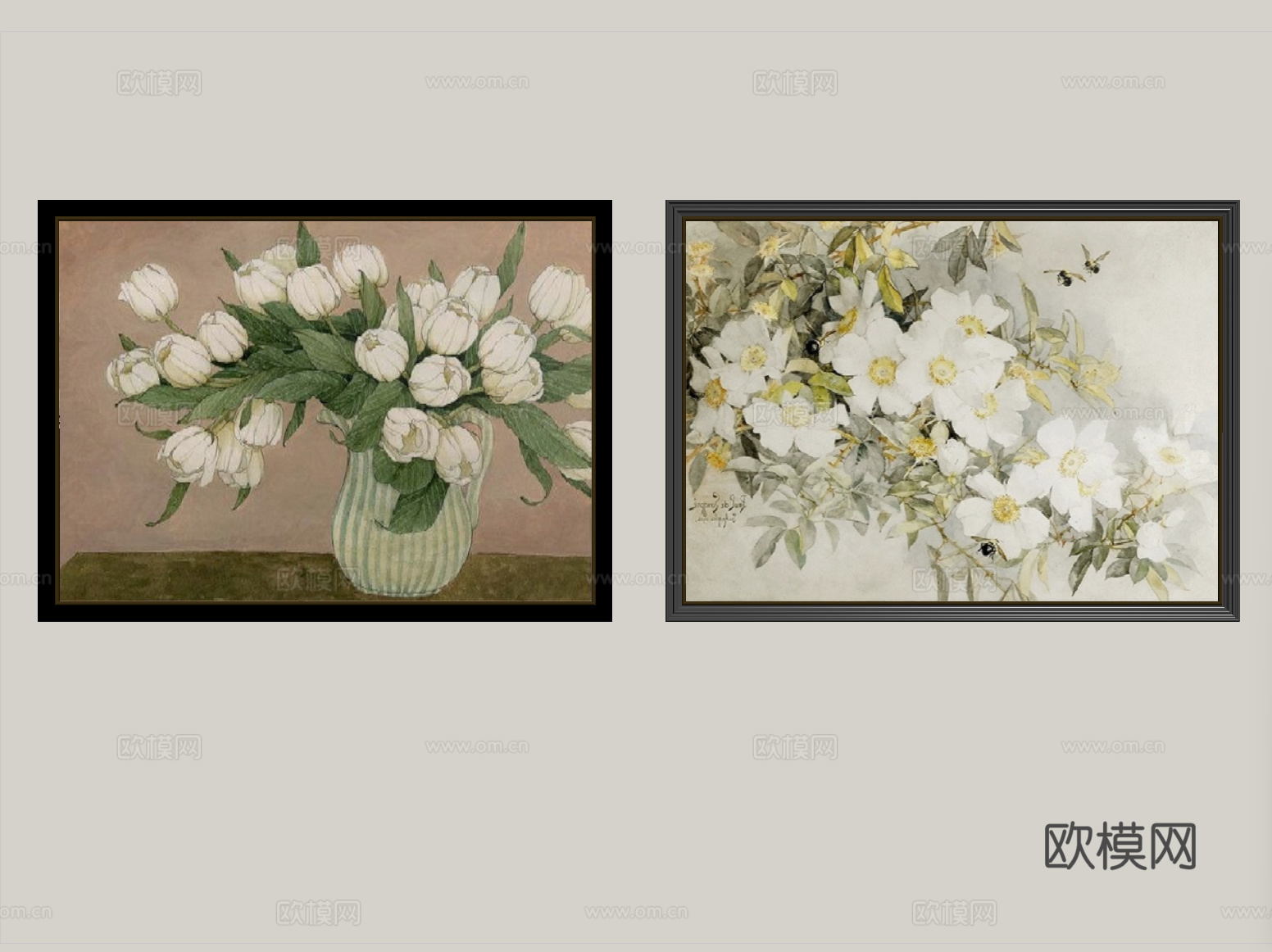 法式复古抽象装饰画 油画su模型