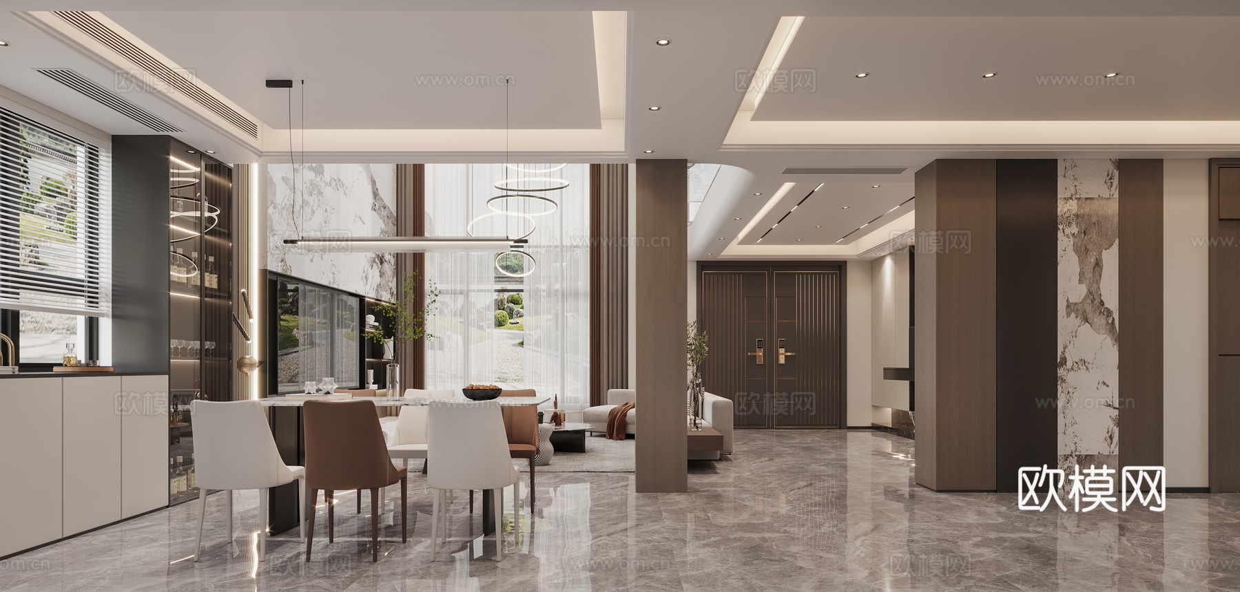 现代复式客厅 别墅客厅3d模型下载（渲染图3）