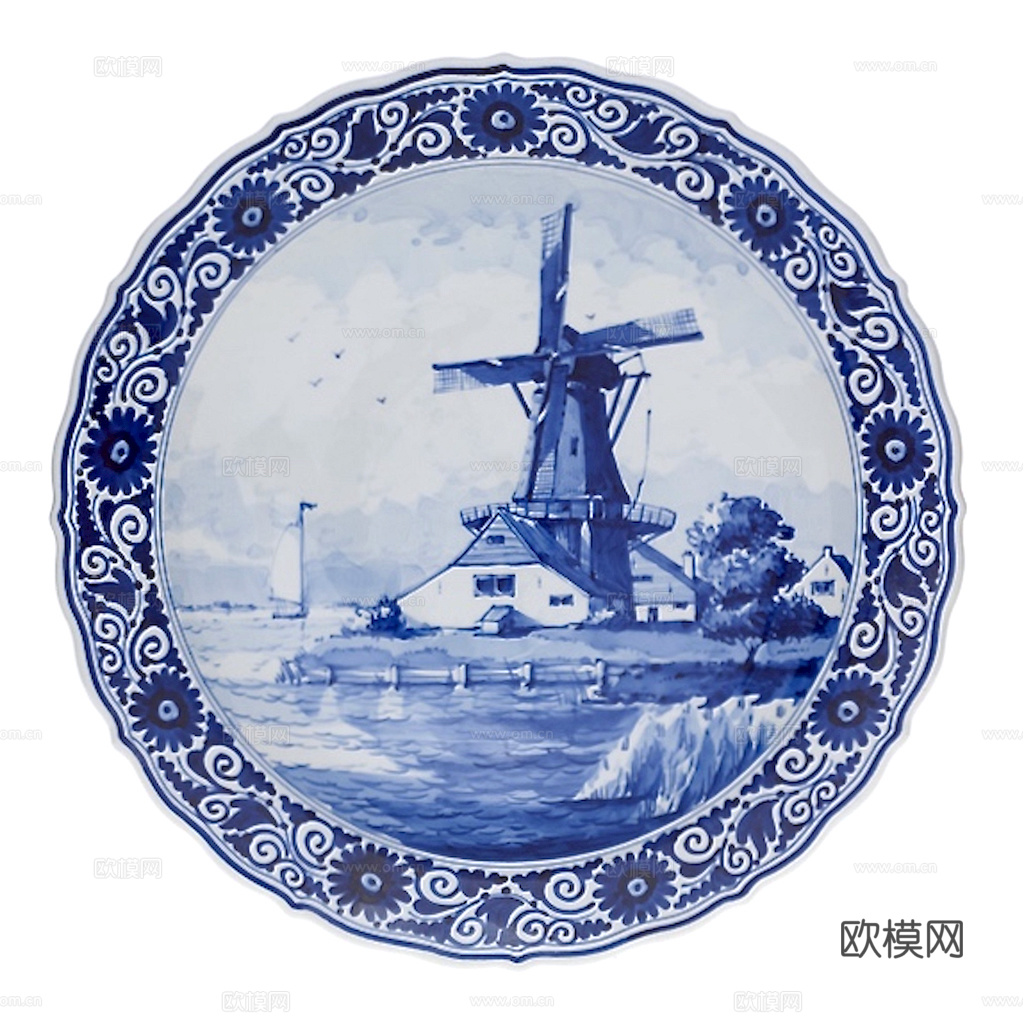 盘子 菜盘 餐盘 古典青花瓷瓷盘图案花纹 陶瓷瓷器花纹下载