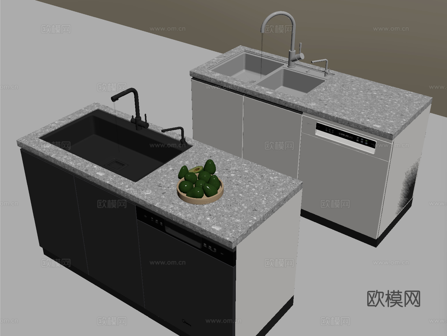 现代台盆  台盆柜 洗手池 洗菜池 水槽su模型
