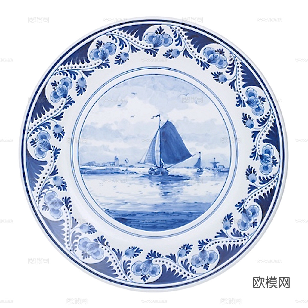 盘子 菜盘 餐盘 古典青花瓷瓷盘图案花纹 陶瓷瓷器花纹下载