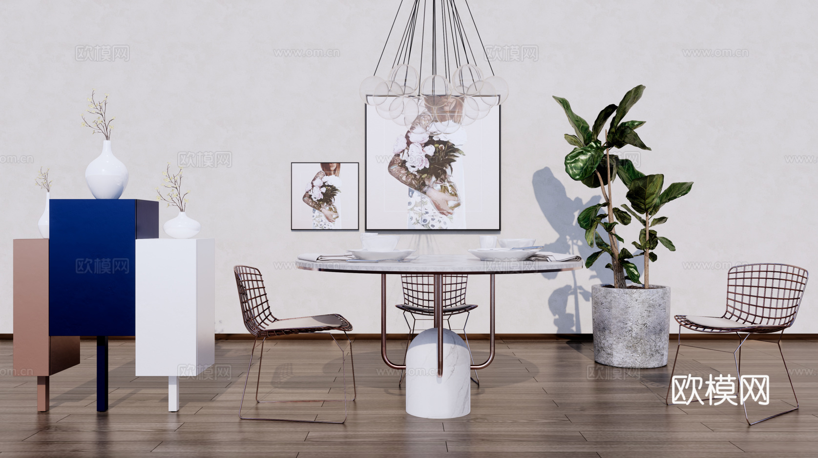 桌椅软装陈设组合su模型