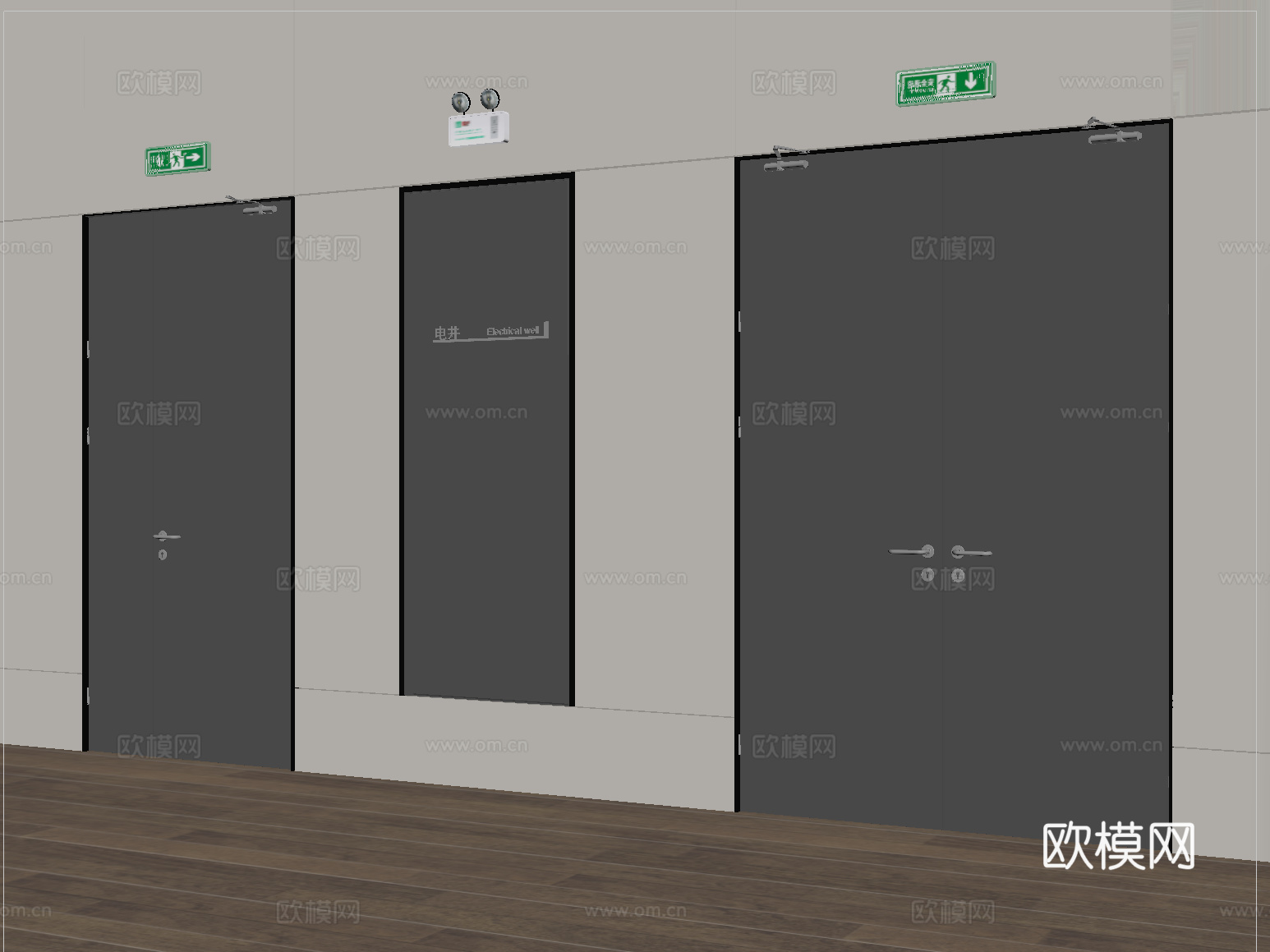 现代消防门 防火门安全出口su模型