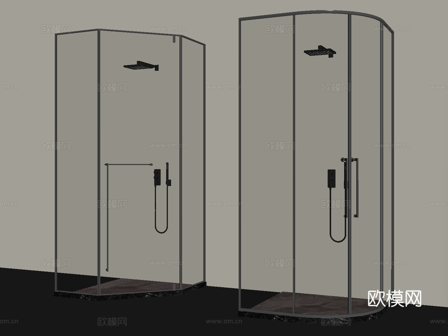 现代淋浴房 花洒 淋浴间 卫浴小件su模型
