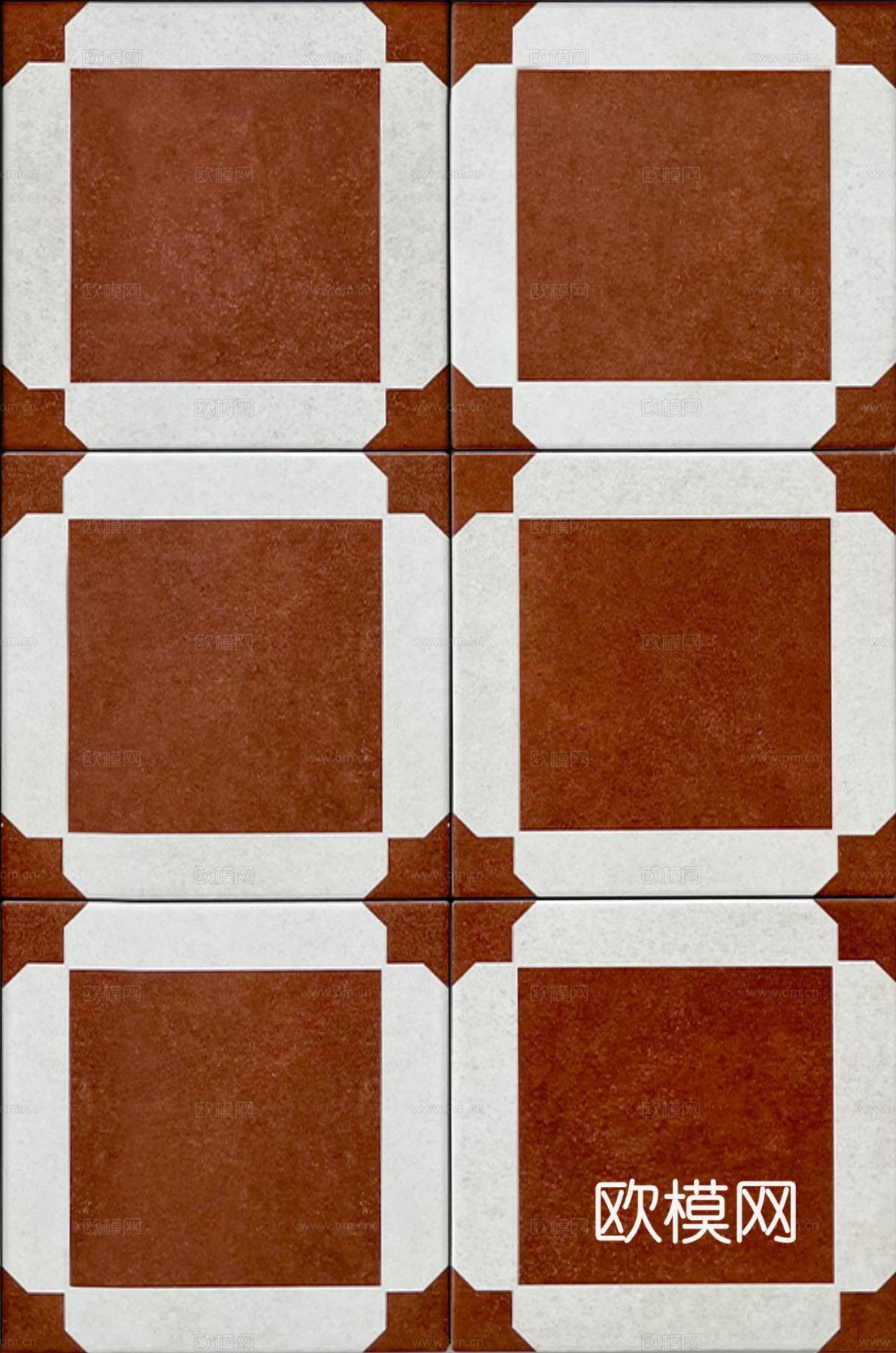 复古做旧红白小花砖