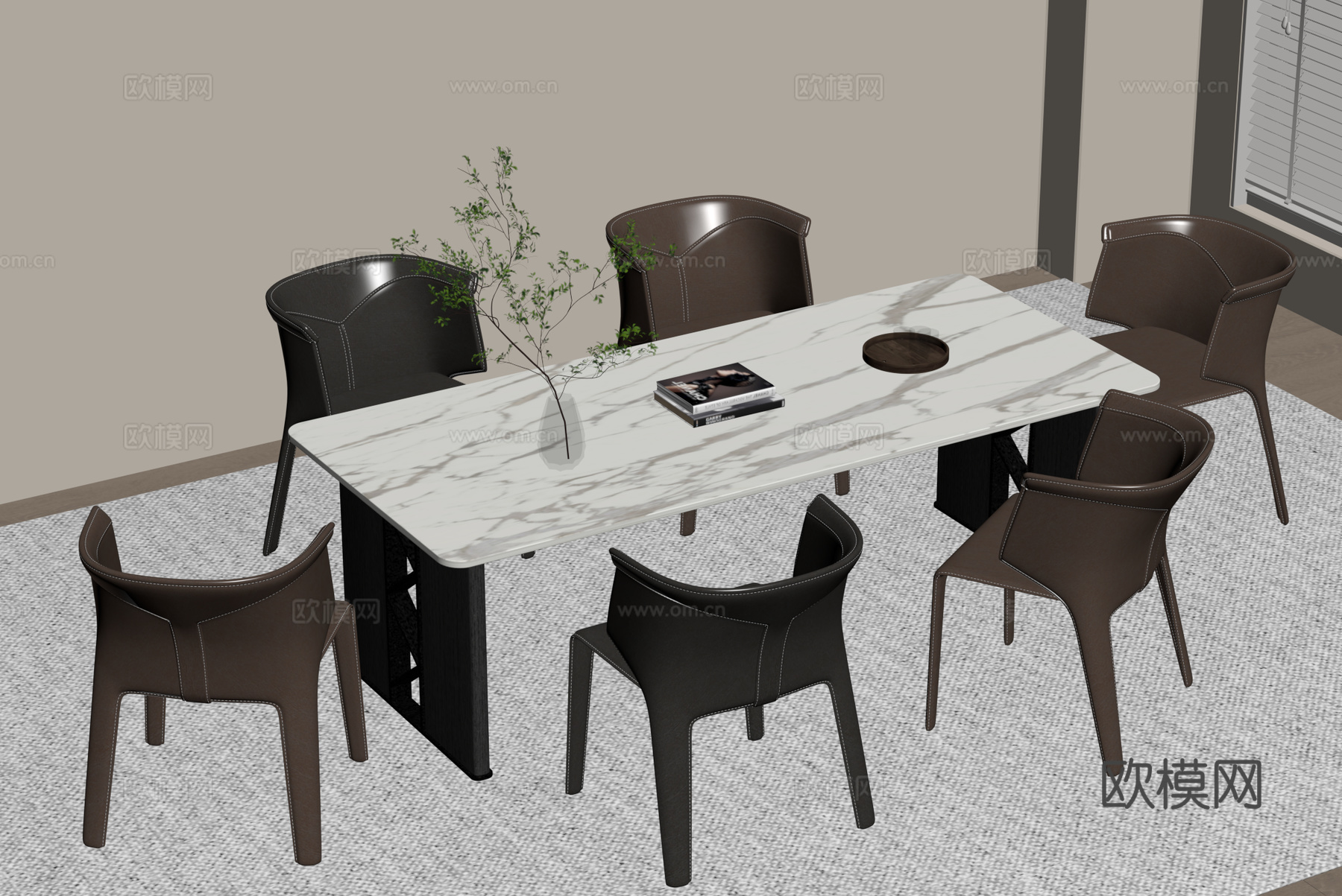 现代餐桌椅su模型