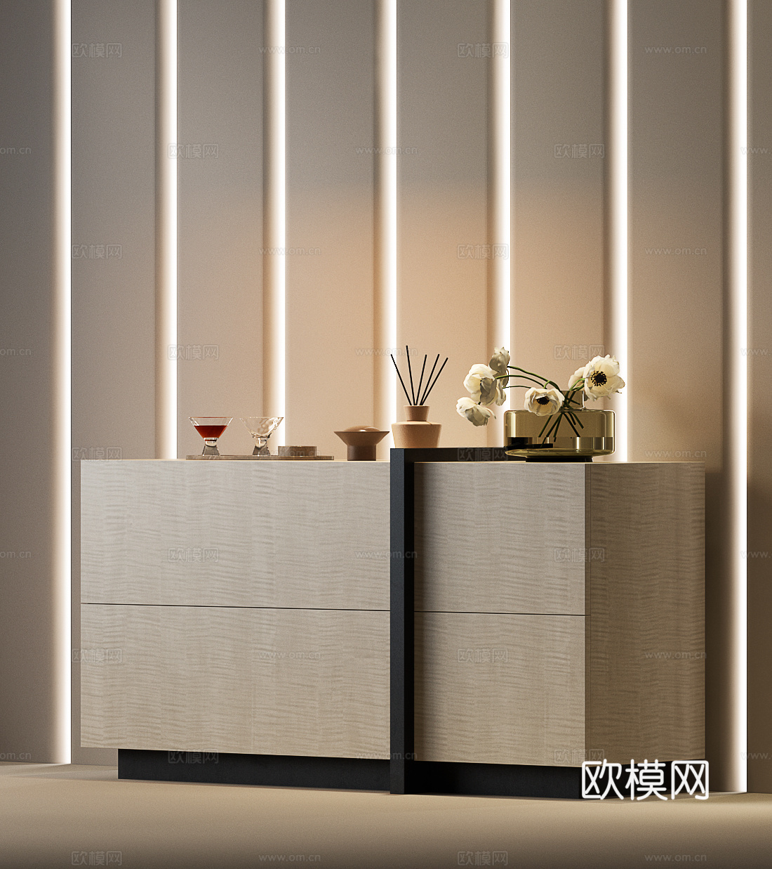 现代玄关柜 现代床头柜 现代意式边柜 现代意式装饰柜su模型