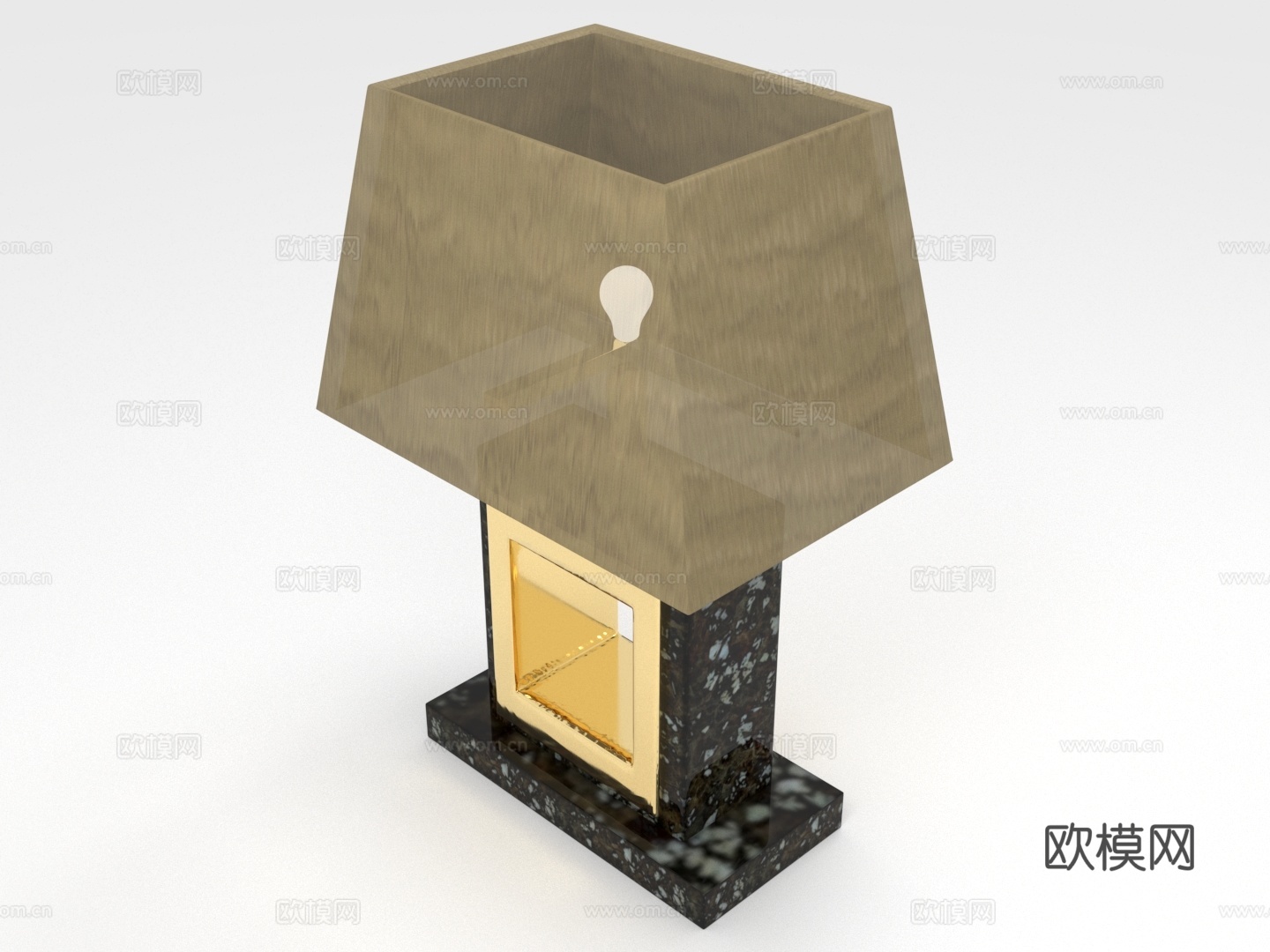 台灯 灯罩 灯座 灯泡 灯具3d模型下载（渲染图1）