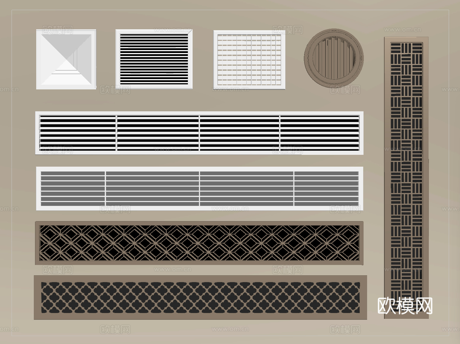 现代空调出风口 排风口su模型