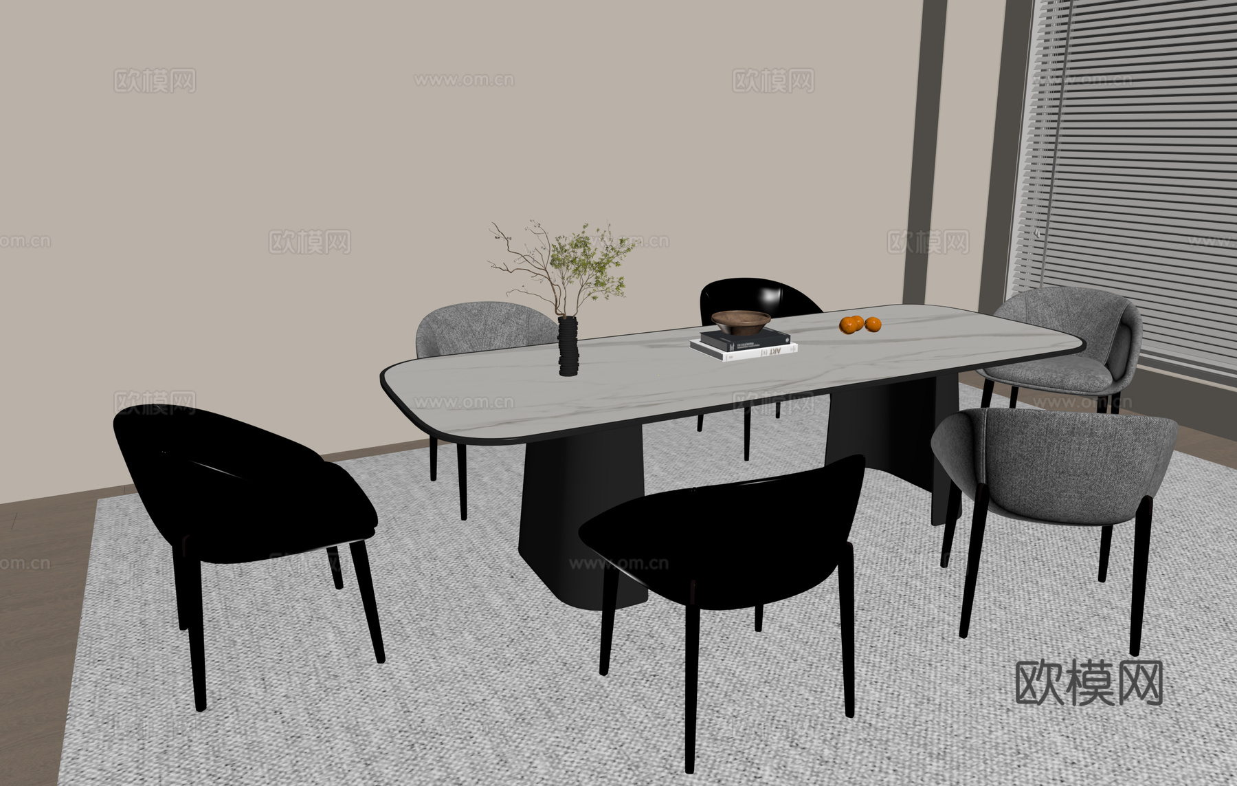 现代餐桌椅su模型