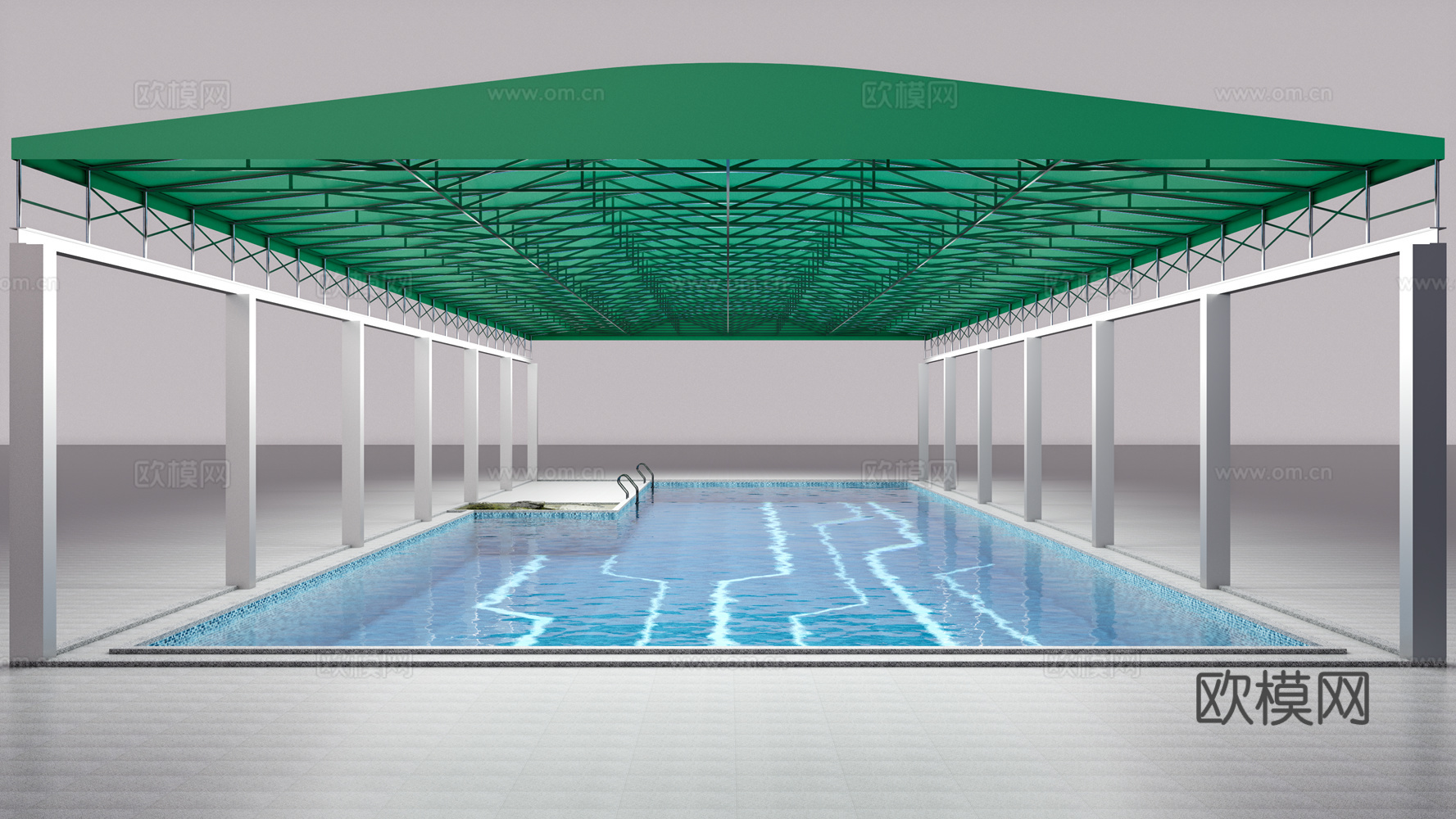 伸缩雨棚 泳池su模型