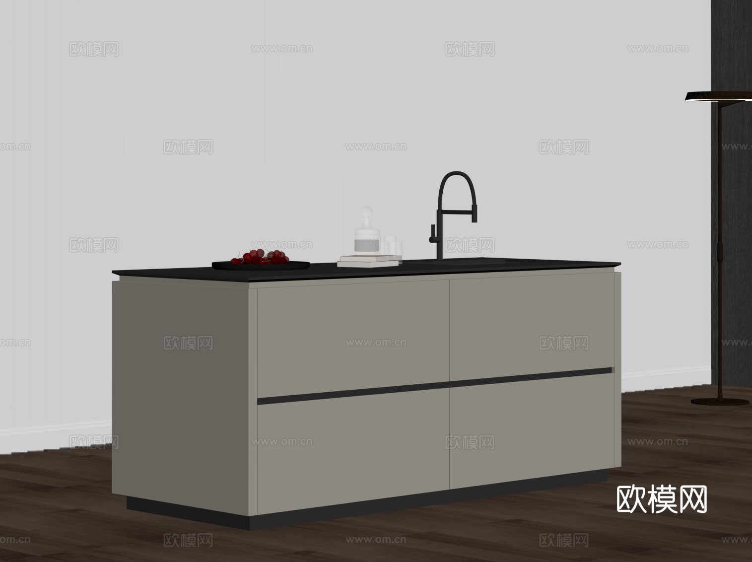 现代简约吧台 水吧台su模型