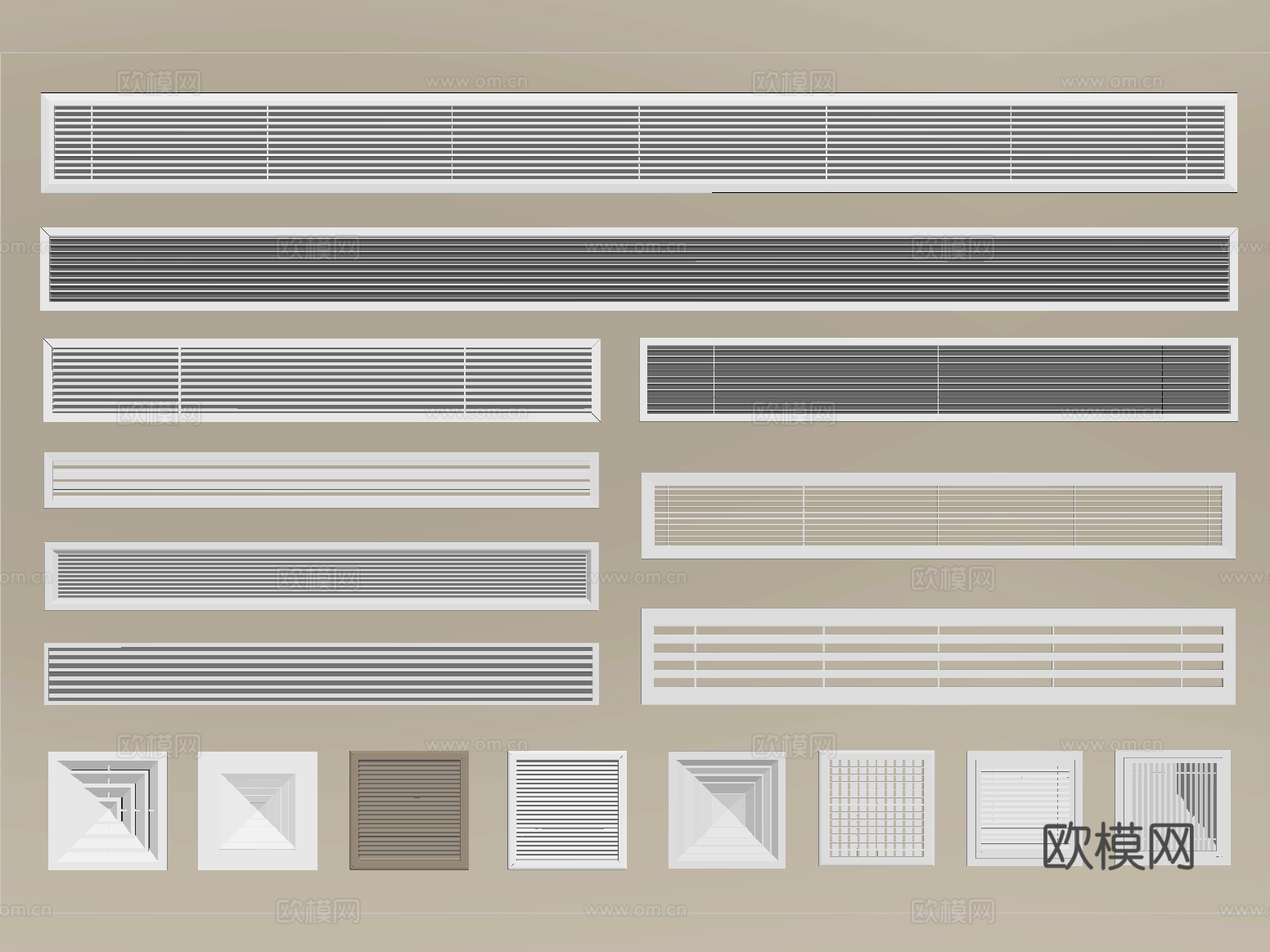 现代空调出风口 排风口su模型