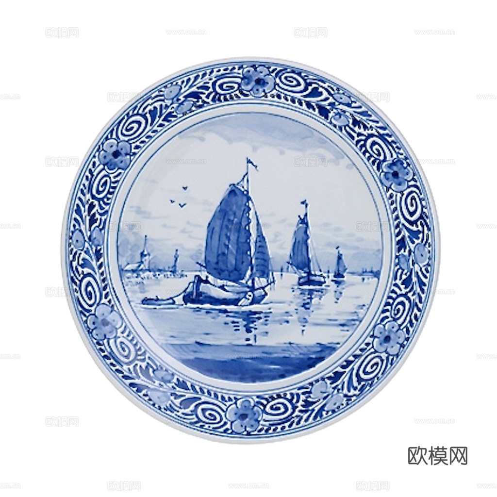 盘子 菜盘 餐盘 古典青花瓷瓷盘图案花纹 陶瓷瓷器花纹