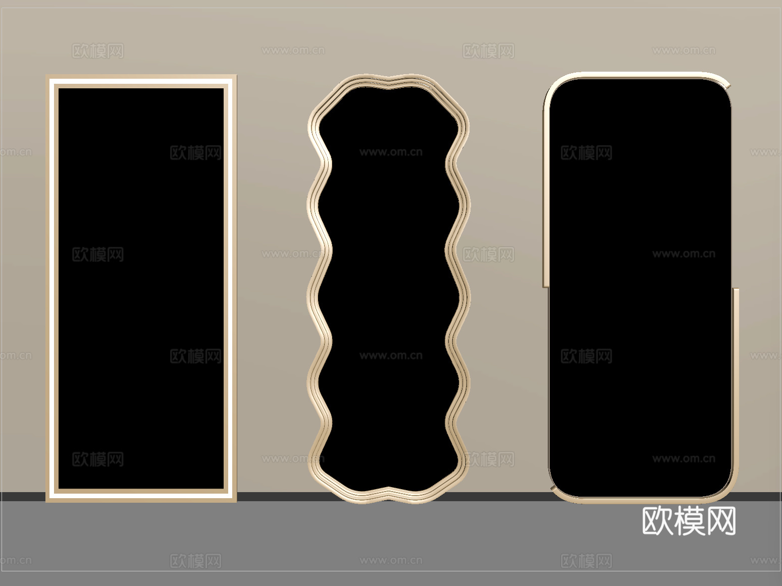 现代镜子 全身镜 落地镜 试衣镜 艺术镜su模型