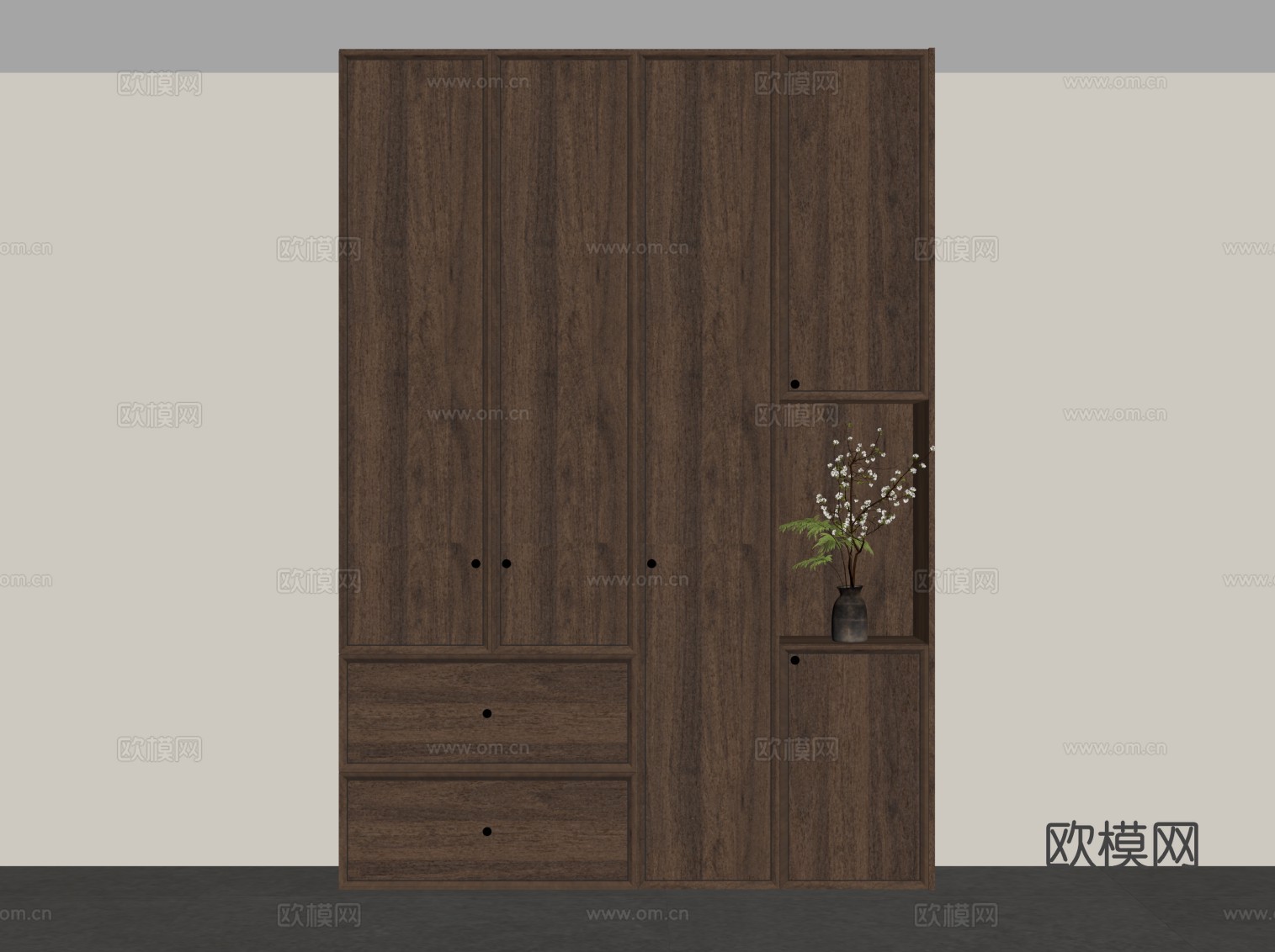中古风鞋柜 入户鞋柜su模型