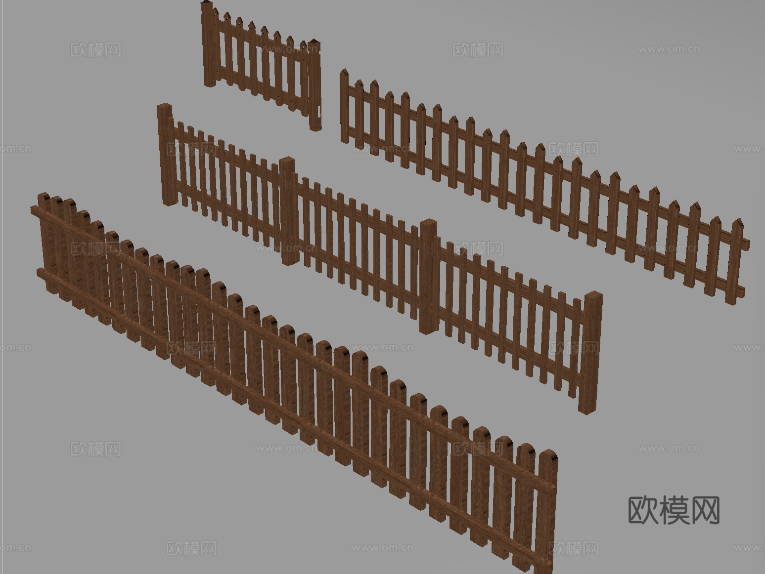新中式栅栏 围栏护栏 木栅栏 篱笆围墙su模型