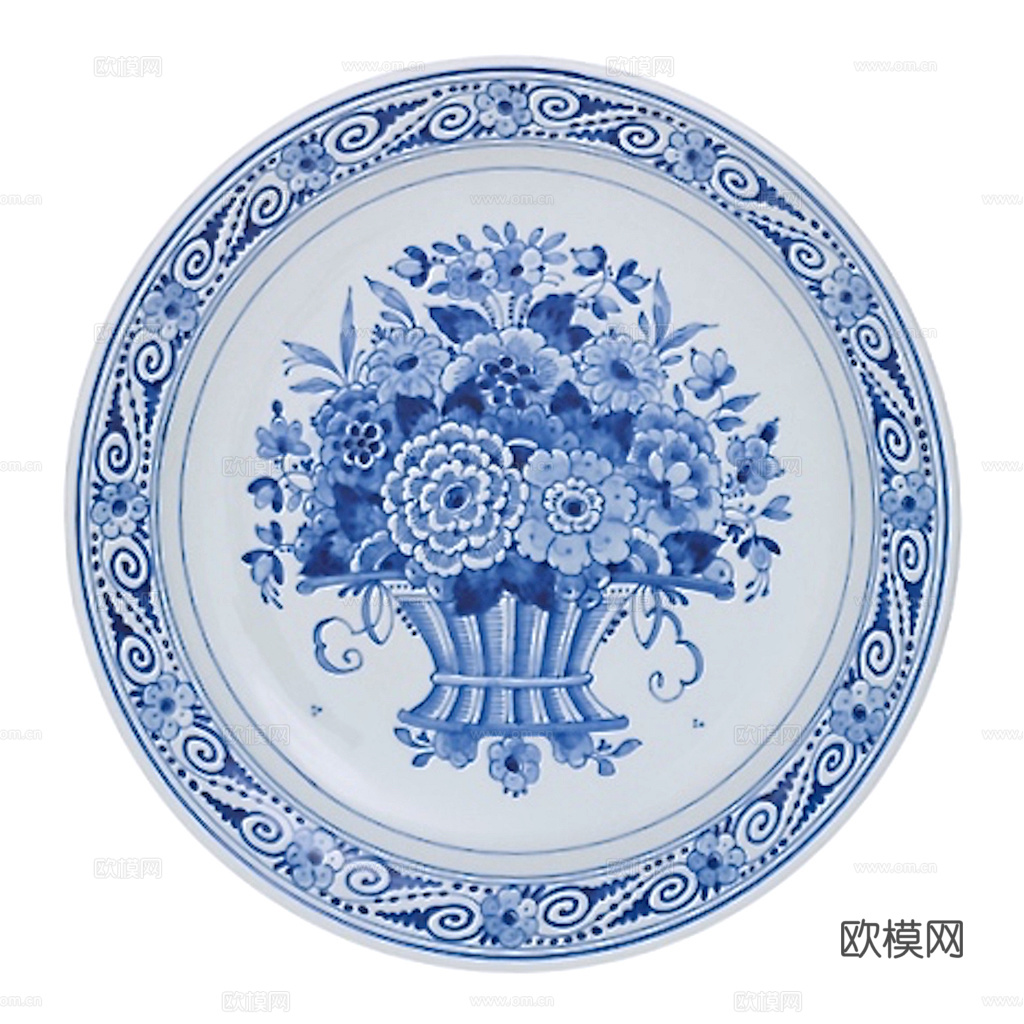 盘子 菜盘 餐盘 古典青花瓷瓷盘图案花纹 陶瓷瓷器花纹下载