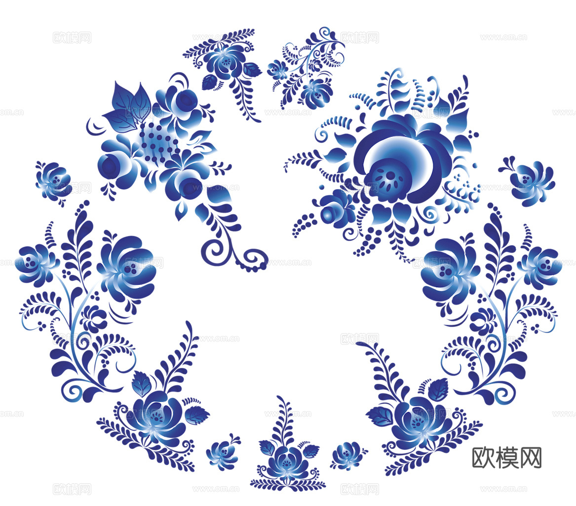 盘子 菜盘 餐盘 古典青花瓷瓷盘图案花纹 陶瓷瓷器花纹下载