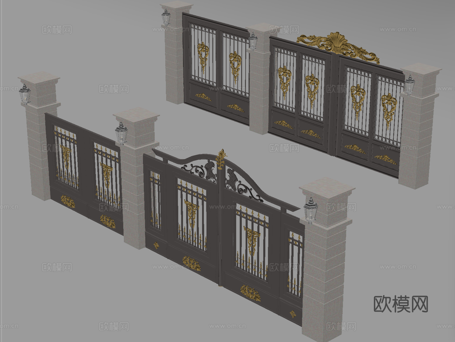 欧式庭院门 别墅入户门 铁艺大门su模型su模型
