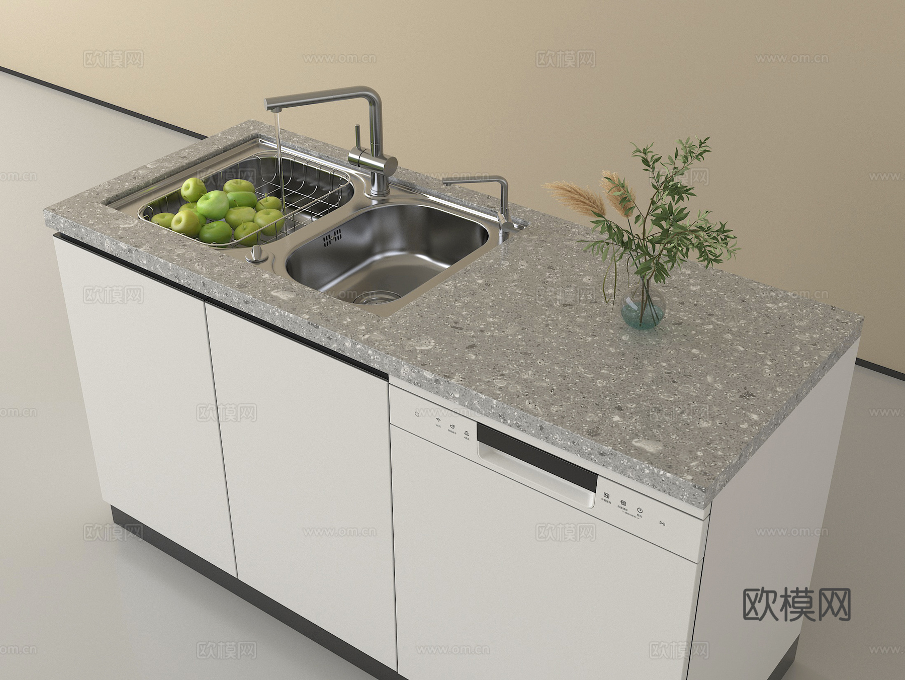 现代台盆柜 洗手池 洗菜池 水槽su模型