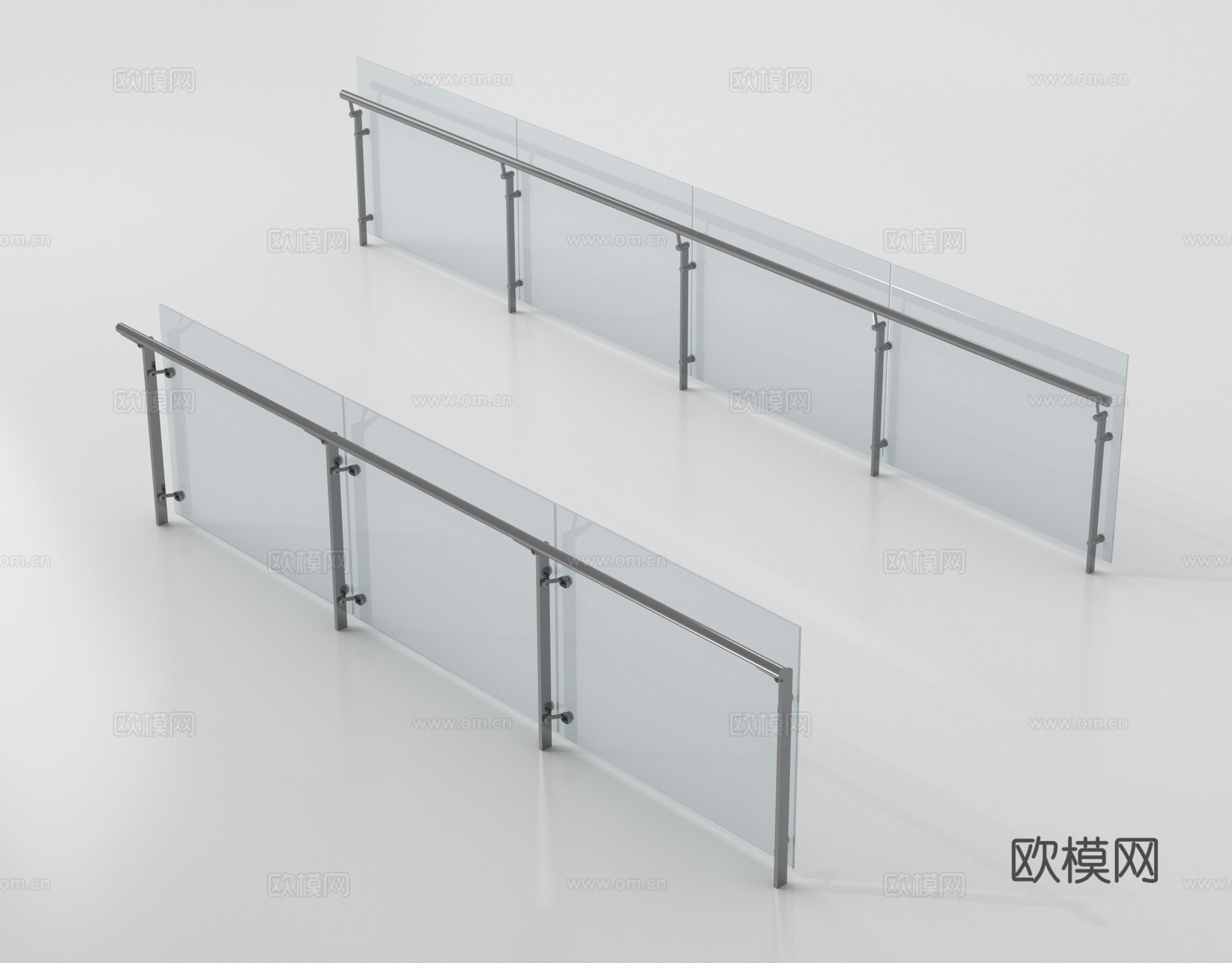 现代围栏护栏 玻璃栏杆 护栏 扶手 阳台护栏su模型