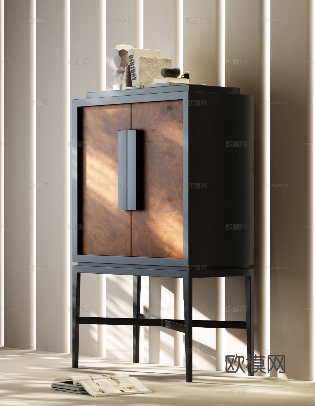 现代中古边柜 现代玄关柜边柜 现代意式玄关柜 意式装饰柜su模型