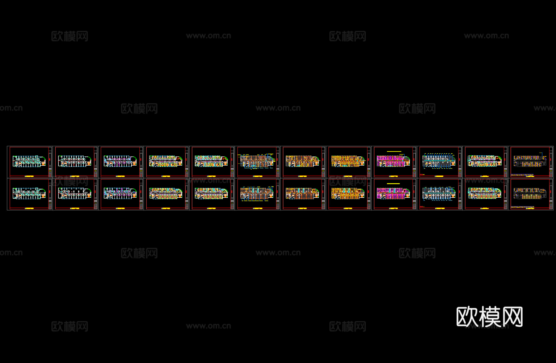 电竞酒店客房效果图+施工图cad施工图