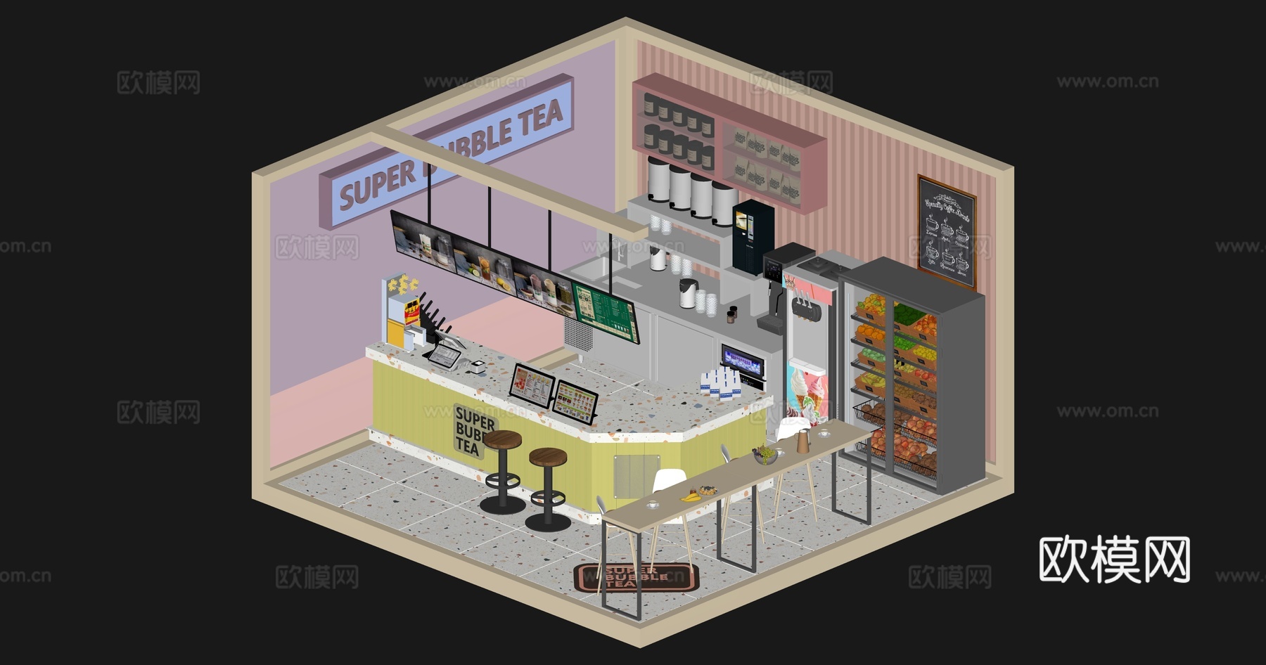 奶茶店su模型