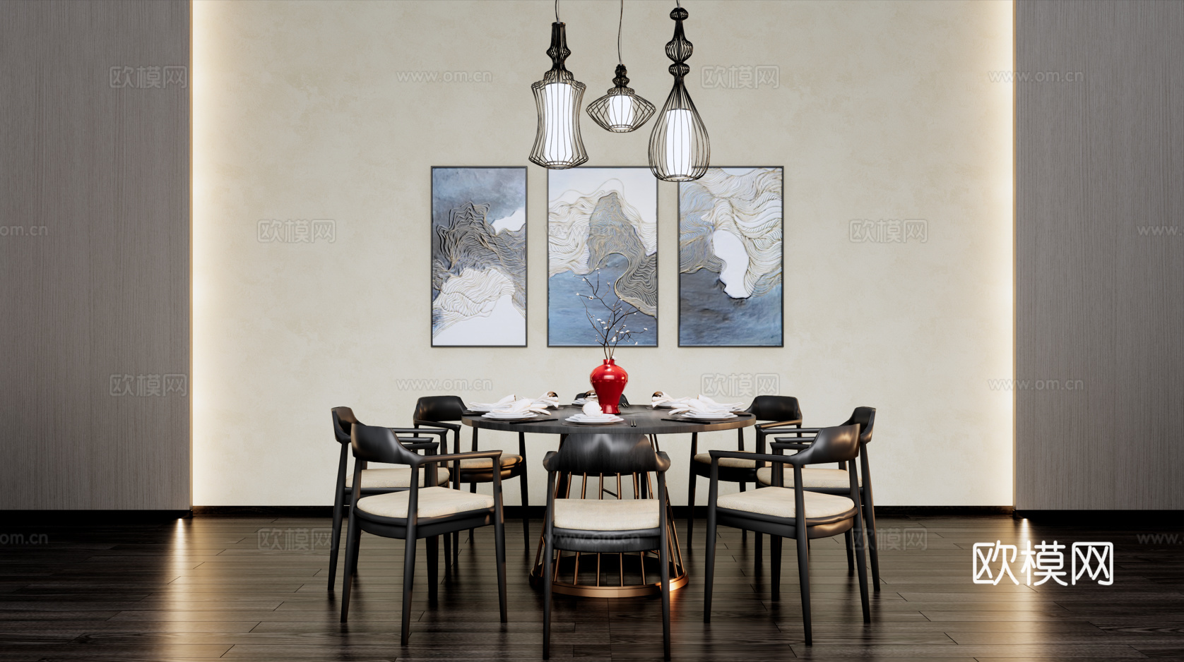 餐厅桌椅组合su模型