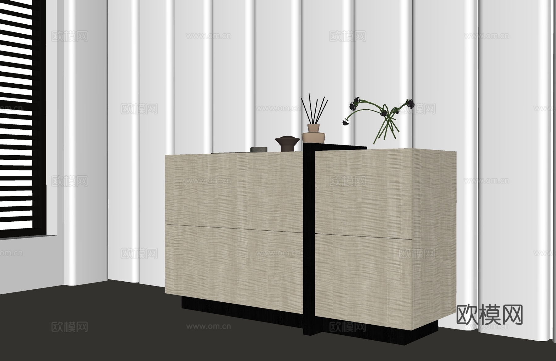 现代玄关柜 现代床头柜 现代意式边柜 现代意式装饰柜su模型